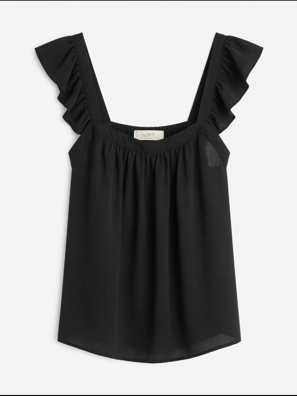 LOFT Black Flutter Sleeve Strap Tank Size S